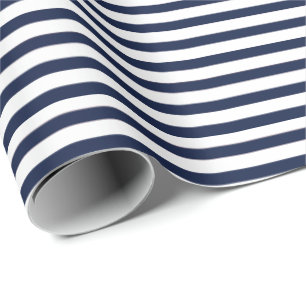 Papier Cadeau Bleu bleu marine Blancs et Ancre blanche