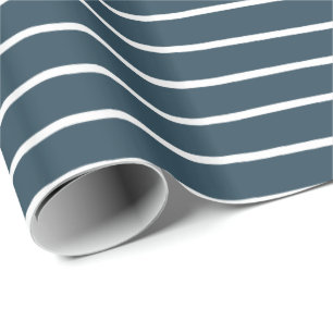 Papier Cadeau Bleu bleu marine rayures blanches