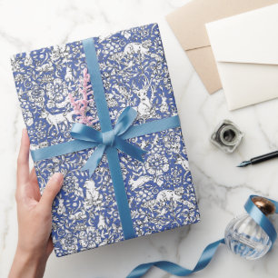 Papier Cadeau Bleu Bois Motif animal renard renard renard hibou 