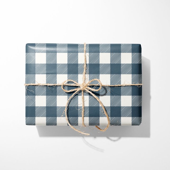 Papier Cadeau Bleu Buffalo de la Marine Russe Plaid (Créateur téléchargé)