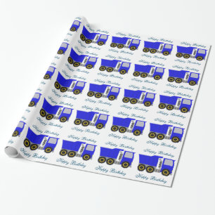Papier Cadeau Bleu Camion Personnalisé Anniversaire