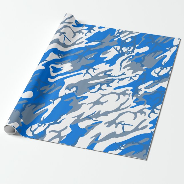 Papier Cadeau Bleu Camo d'eau glacée (Déroulé)