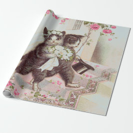 Papier Cadeau Bleu clair des chats Mariages