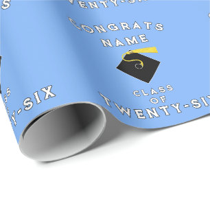 Papier Cadeau Bleu clair Graduation 2025 Cadeau