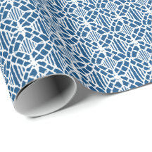 Bleu Classique Avec Motif Crochet Blanc