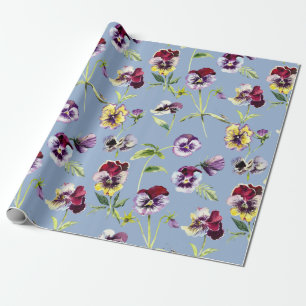 Papier Cadeau Bleu de Cerulean Motif de panneaux aquarelles
