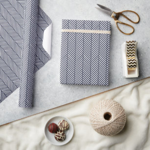 Papier Cadeau Bleu de la Marine et Blancs