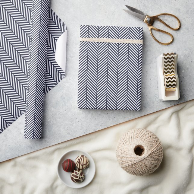 Papier Cadeau Bleu de la Marine et Blancs (Artisanat)