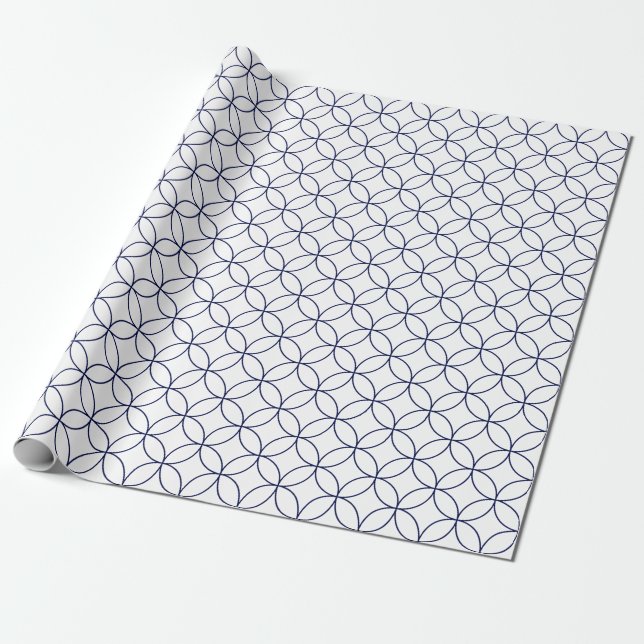 Papier Cadeau Bleu de la Marine sur les cercles de chevauchement (Déroulé)