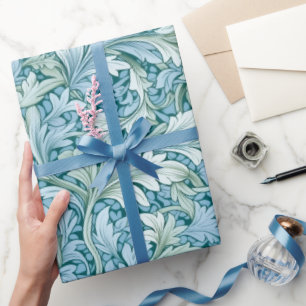 Papier Cadeau Bleu de motif botanique rétro
