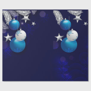 Papier Cadeau Bleu de Noël
