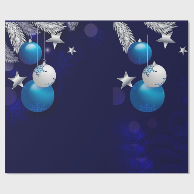Papier Cadeau Bleu de Noël (Plat)