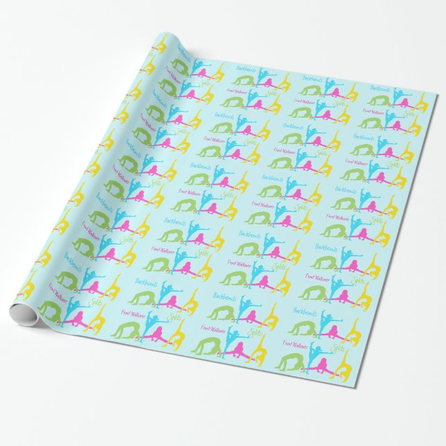 Papier Cadeau Bleu de papier d'emballage de gymnastique de (Déroulé)