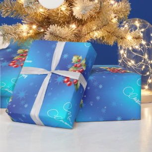 Papier Cadeau Bleu dégradant avec étoiles Paix et joie