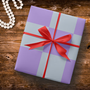Papier Cadeau Bleu doux et À damiers lavande