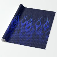 Bleu emballant des flammes sur la copie de fibre