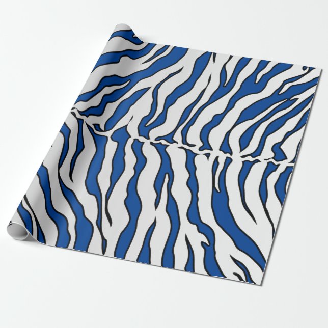 Papier Cadeau Bleu Et Blanc Tiger Grandes Posters de animaux (Déroulé)