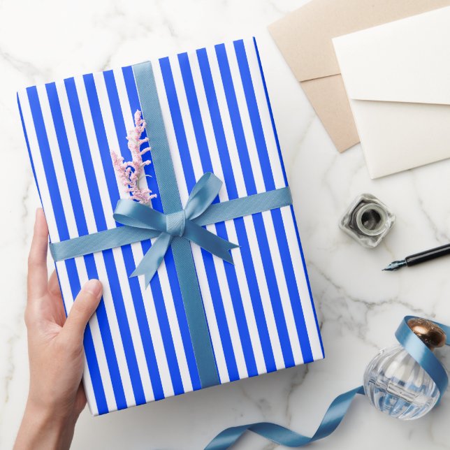 Papier Cadeau Bleu et Motif blanc pour voiles verticales (Cadeaux)