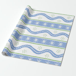 Papier Cadeau Bleu et vert rayures