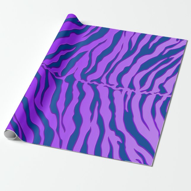 Papier Cadeau Bleu Et Violet Tiger Poster de animal (Déroulé)