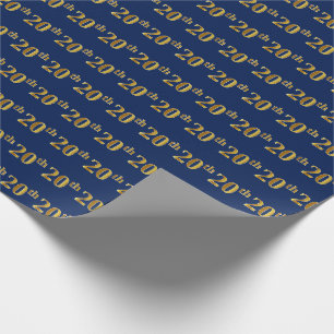 Papier Cadeau Bleu, événement d'or de Faux 20ème (vingtième)