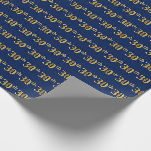 Papier Cadeau Bleu, événement d'or de Faux 30ème (trentième)