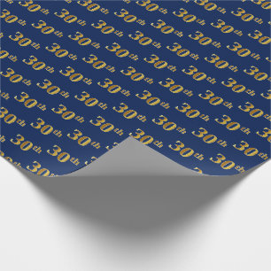 Papier Cadeau Bleu, événement d'or de Faux 30ème (trentième)