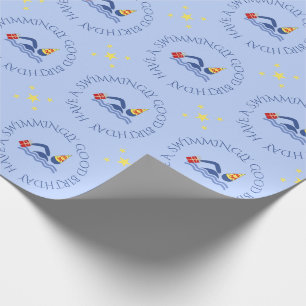 Papier Cadeau Bleu fait sur commande des textes de nageur