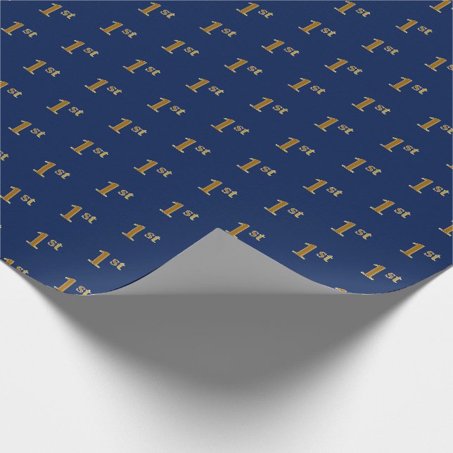 Papier Cadeau Bleu, Faux Gold 1er (Premier) Enveloppement d'évén (Coin)