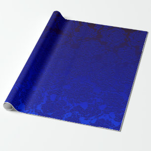 Papier Cadeau Bleu foncé Floral Succulent Motif Metallic