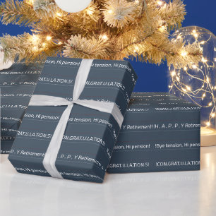 Papier Cadeau Bleu foncé Retraite personnalisée Félicitations