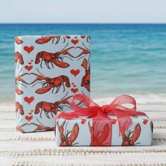 Papier Cadeau Bleu Français mignon Vous êtes mon homard Romance