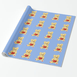 Papier Cadeau Bleu Hypnotiseur mignon Motif Ours En Teddy