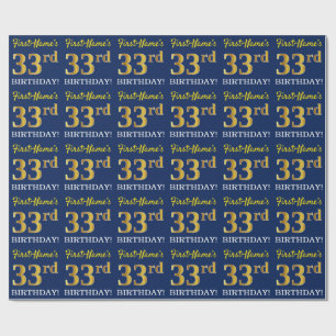 Papier Cadeau Bleu, Imitation or Look "33ème anniversaire"