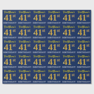 Papier Cadeau Bleu, Imitation or Look "41ème anniversaire"