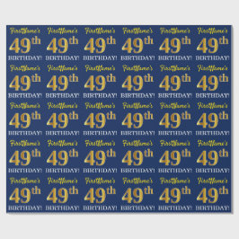 Papier Cadeau Bleu, Imitation or Look "49ème anniversaire"