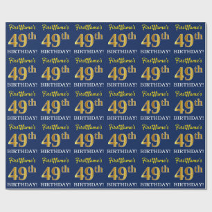 Papier Cadeau Bleu, Imitation or Look "49ème anniversaire"