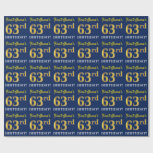 Papier Cadeau Bleu, Imitation or Look "63ème anniversaire"