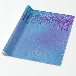 Papier Cadeau Bleu Iridescente Parties scintillant pourpre Lits 
