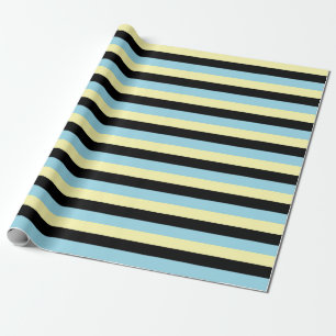 Papier Cadeau Bleu jaune pâle, noir et pastel