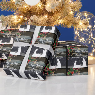 Papier Cadeau Bleu Lune Noël Nativité Enveloppe cadeau