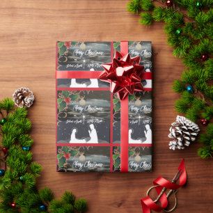 Papier Cadeau Bleu Lune Noël Nativité Enveloppe cadeau