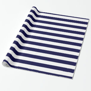 Papier Cadeau Bleu marine et blanc motif rayure extra large