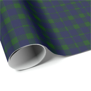 Papier Cadeau Bleu marine et Forest Green profond de plaid de