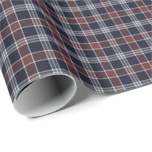 Papier Cadeau Bleu marine et motif de plaid de Bourgogne