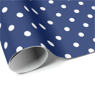 Papier Cadeau Bleu Marine | Papier blanc à enveloppement à point