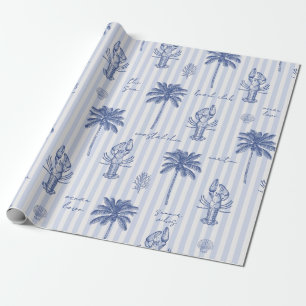 Papier Cadeau Bleu maritime côtier Motif rayé