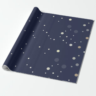Papier Cadeau Bleu minuit avec motif à points modernes