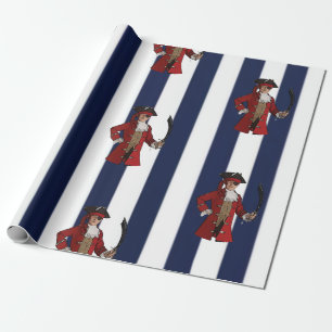 Papier Cadeau Bleu Nautique Stripes Garçon Pirate