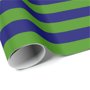 Papier Cadeau Bleu Nuit Foncé et Rayure Verte